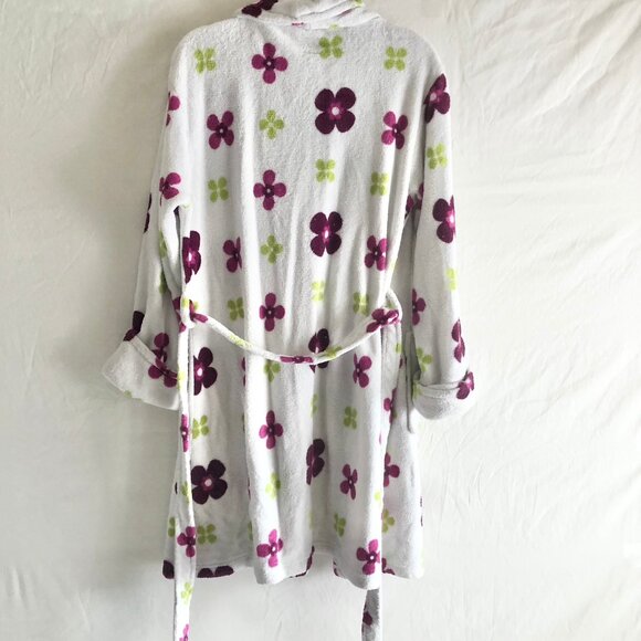 Floral Fleece Cozy Robe White Multicolor - Picture 3 of 12